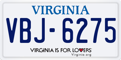 VA license plate VBJ6275