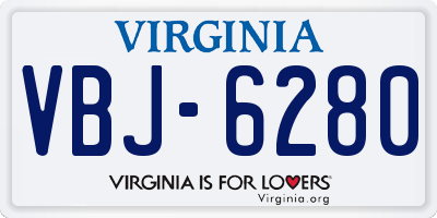 VA license plate VBJ6280