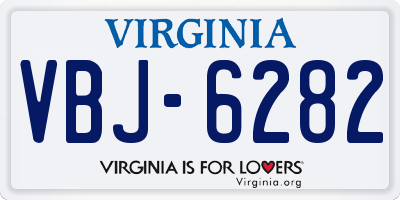 VA license plate VBJ6282
