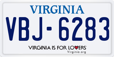 VA license plate VBJ6283