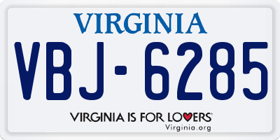 VA license plate VBJ6285