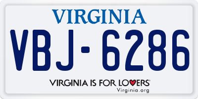 VA license plate VBJ6286