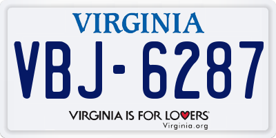 VA license plate VBJ6287
