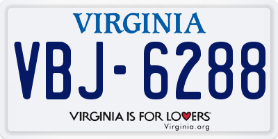 VA license plate VBJ6288
