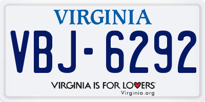 VA license plate VBJ6292