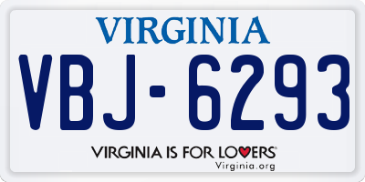 VA license plate VBJ6293