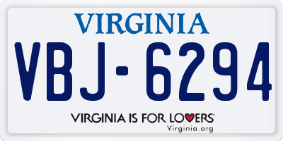 VA license plate VBJ6294