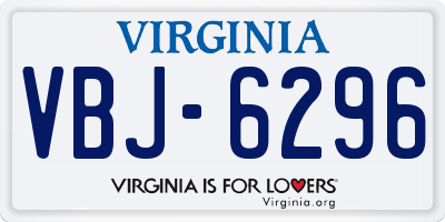 VA license plate VBJ6296