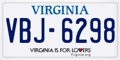 VA license plate VBJ6298