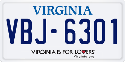 VA license plate VBJ6301