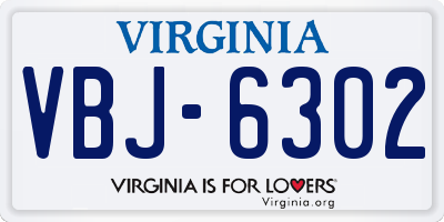 VA license plate VBJ6302