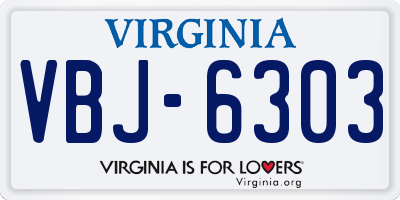 VA license plate VBJ6303