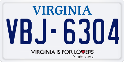 VA license plate VBJ6304