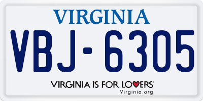 VA license plate VBJ6305
