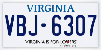 VA license plate VBJ6307