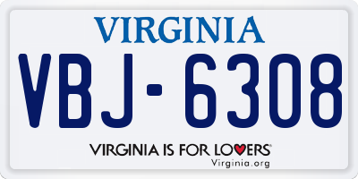 VA license plate VBJ6308