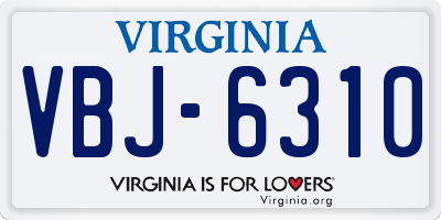 VA license plate VBJ6310