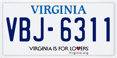 VA license plate VBJ6311
