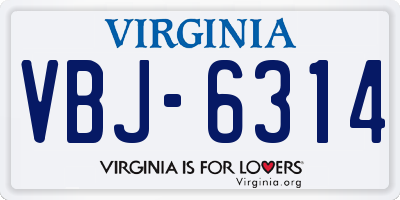 VA license plate VBJ6314
