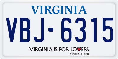 VA license plate VBJ6315