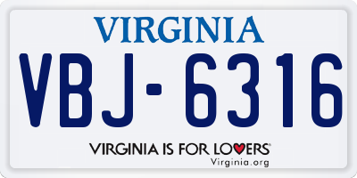 VA license plate VBJ6316