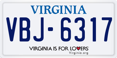 VA license plate VBJ6317