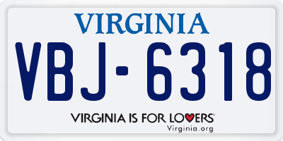 VA license plate VBJ6318