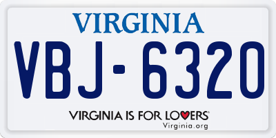 VA license plate VBJ6320