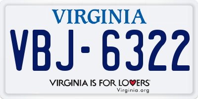 VA license plate VBJ6322