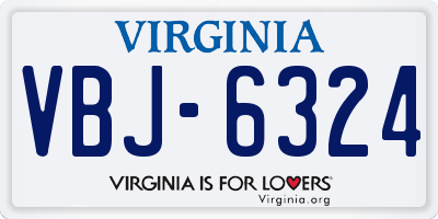 VA license plate VBJ6324