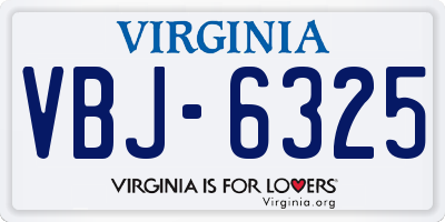 VA license plate VBJ6325