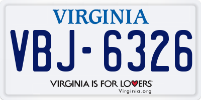 VA license plate VBJ6326