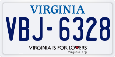 VA license plate VBJ6328