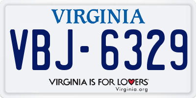 VA license plate VBJ6329