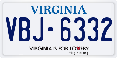 VA license plate VBJ6332