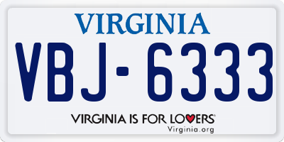 VA license plate VBJ6333