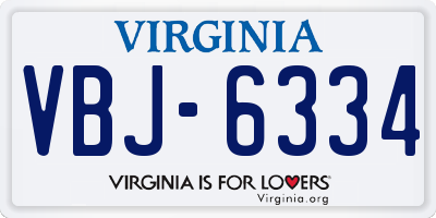 VA license plate VBJ6334