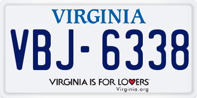 VA license plate VBJ6338