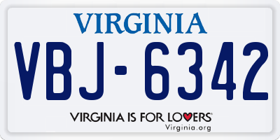 VA license plate VBJ6342