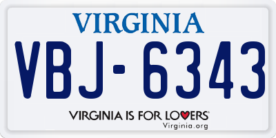 VA license plate VBJ6343