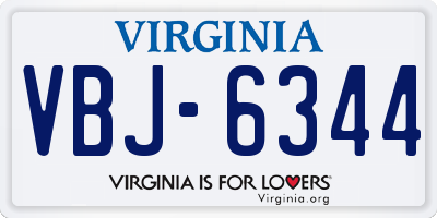 VA license plate VBJ6344