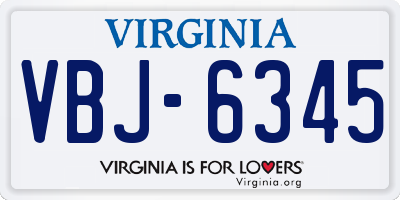 VA license plate VBJ6345