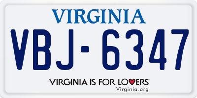 VA license plate VBJ6347