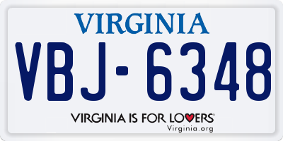 VA license plate VBJ6348