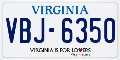 VA license plate VBJ6350