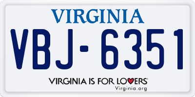 VA license plate VBJ6351