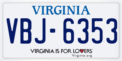 VA license plate VBJ6353