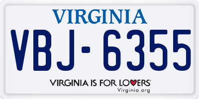 VA license plate VBJ6355
