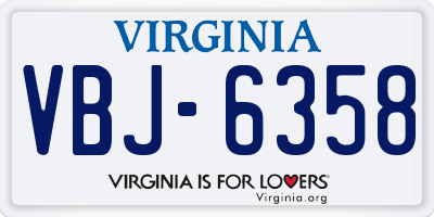 VA license plate VBJ6358