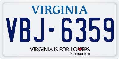 VA license plate VBJ6359